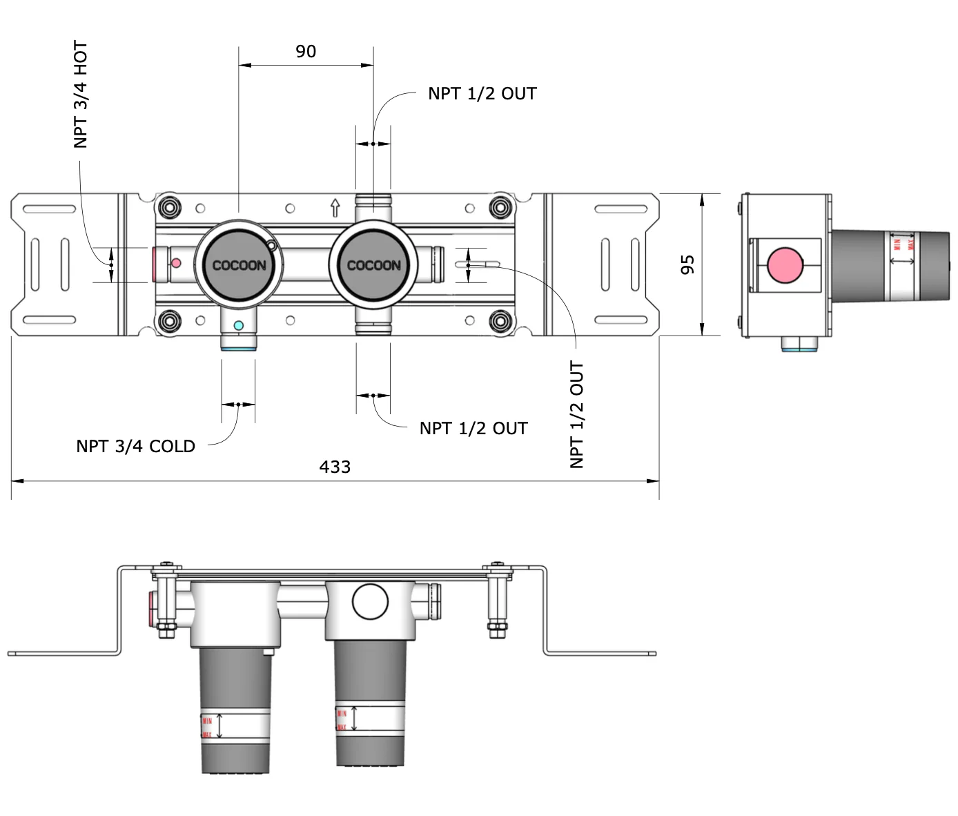 BOX24-USA Build-in part thermostat & diverter