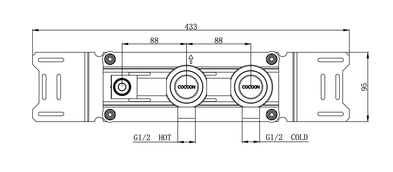 BOX12-V - Build in part hot/cold valves & outlet